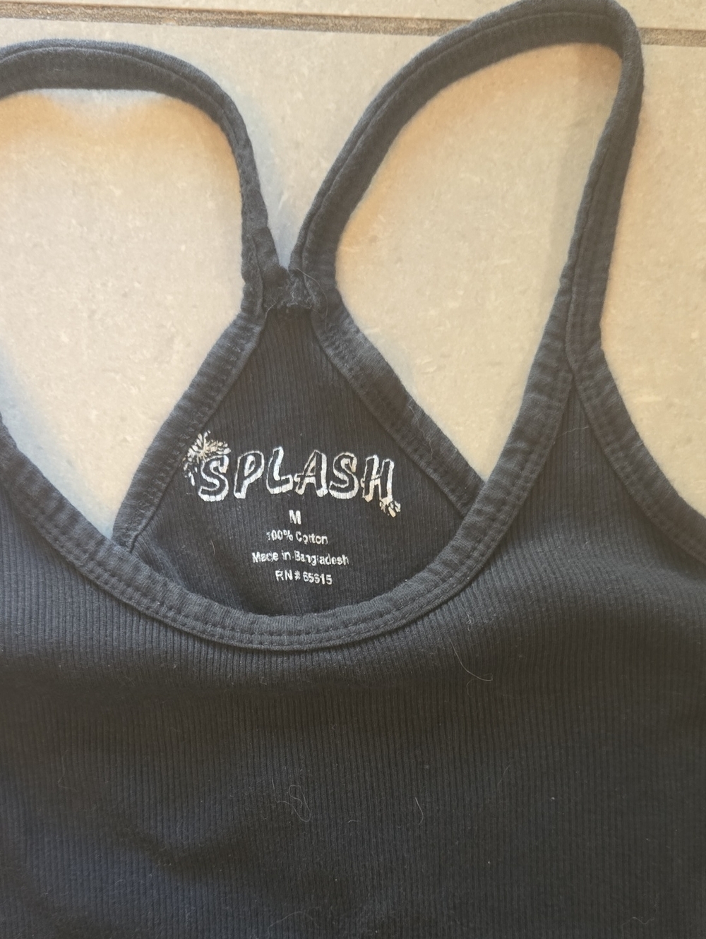 Splash Black Ribbed Racerback Camisole - Picture 2 of 3